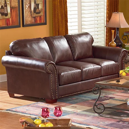 Casual Sofa with Nailhead Trim